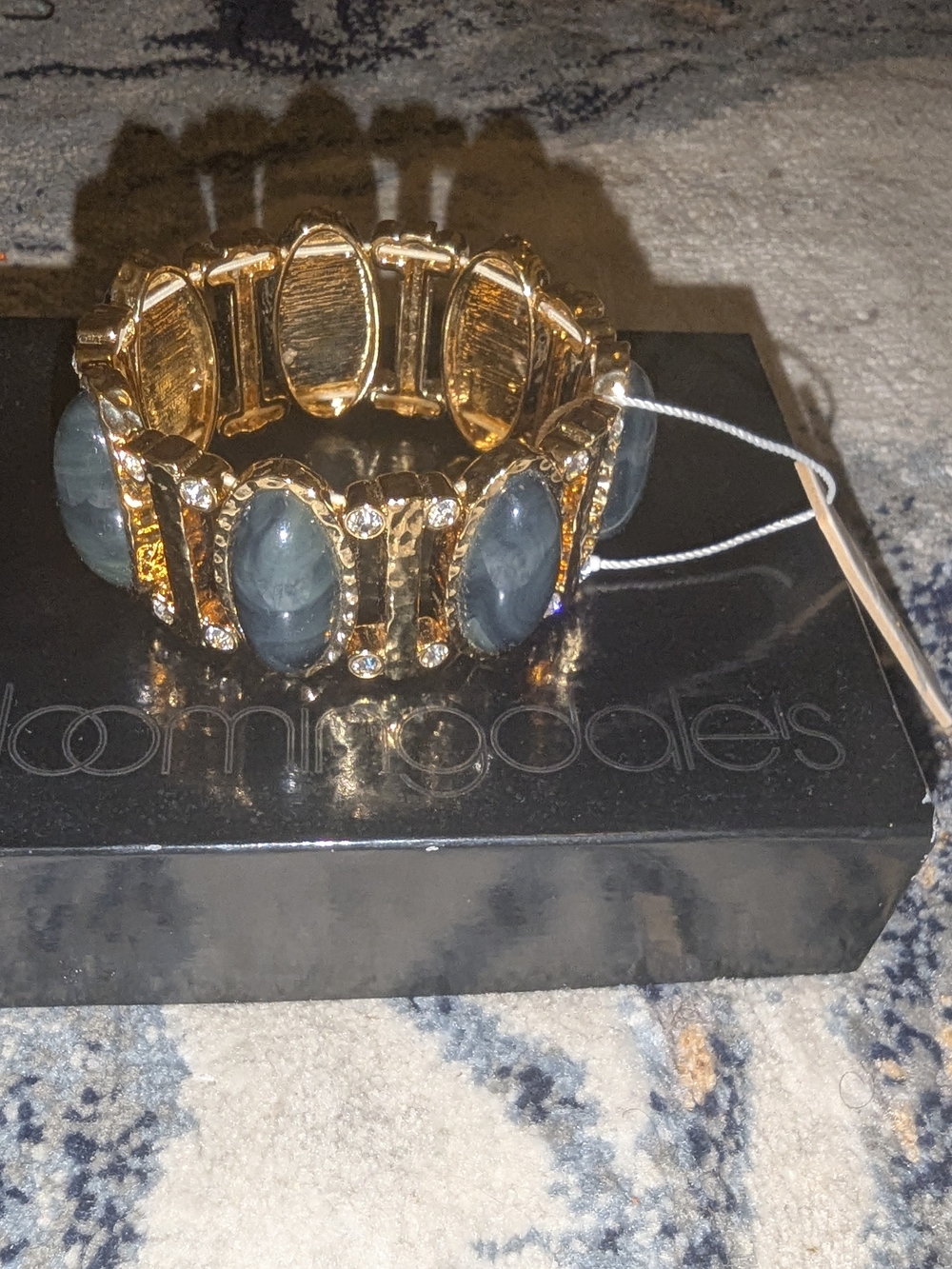 Ann Taylor Gold Bracelet with Gray Cabochons and Crystals